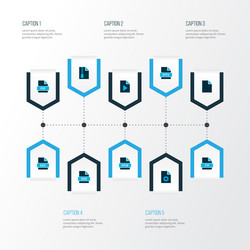 file icons colored set with pptx text vector image
