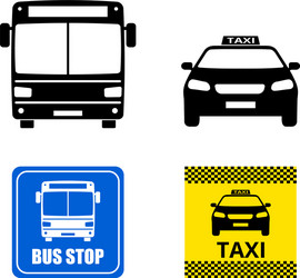 Public transportation icons and signs vector