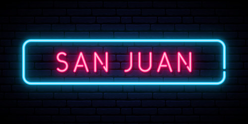 San juan neon sign bright light signboard vector