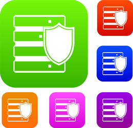 database with shield set collection vector image