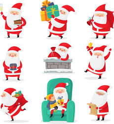 Funny Santa Illustrations - Christmas Vector Image