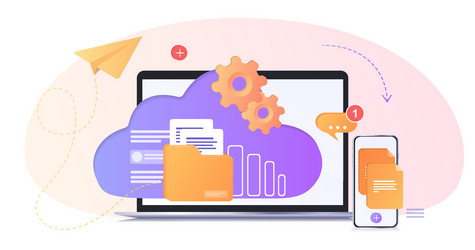 database with cloud server vector image