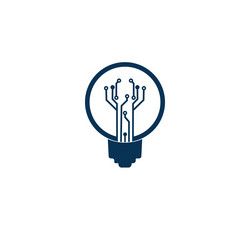 light bulb idea icon with circuit board inside vector image