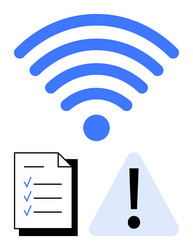 wireless connection warning with checklist vector image