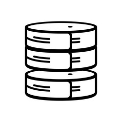 database stack icon with black outline vector image