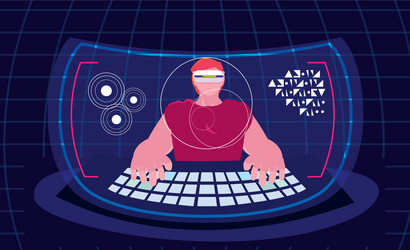design man using technology augmented vector image