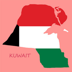 Flag-map of kuwait vector