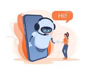 Flat chat bot for web design isometric vector