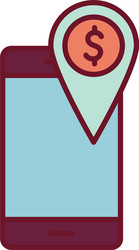 isolated smartphone with dollar mark line and fill vector image