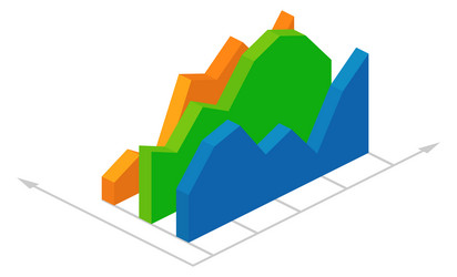 isometric area chart icon 3d color dashboard vector image