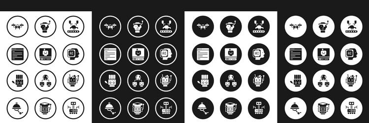 set robotic robot arm on factory computer api vector image