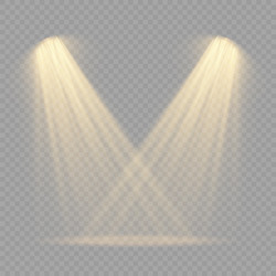 Spotlight projector light effect with yellow rays Vector Image