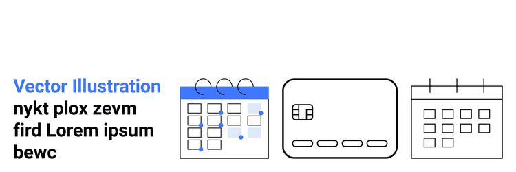 calendar icons with sample text in a line design vector image