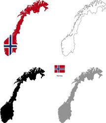 Norway Country Silhouette with Flag Vector Image