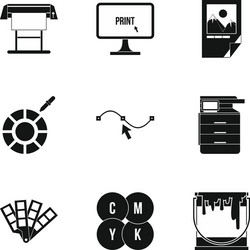 Printing in polygraphy icons set simple style vector