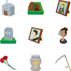 Death icons set cartoon style vector