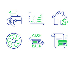 Dot plot accounting report and fan engine icons vector