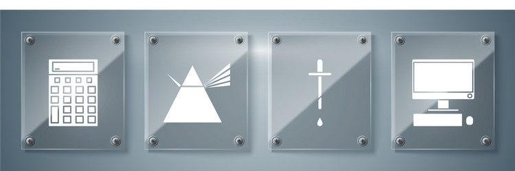 set computer monitor with keyboard and mouse vector image