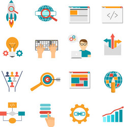 Business chart icons set flat Royalty Free Vector Image