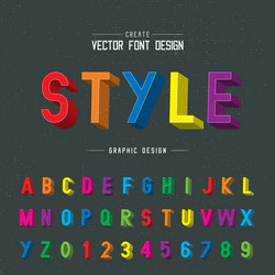 3d font color and alphabet writing style vector image