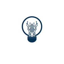 light bulb idea icon with circuit board inside vector image