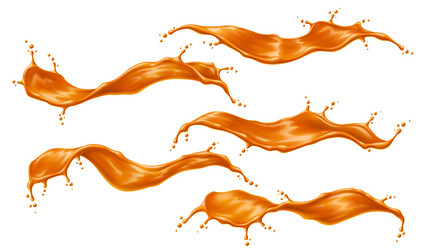 Caramel sauce wave syrup swirl realistic splash vector