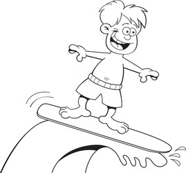 cartoon boy surfing vector