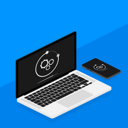 data update or synchronize with bar process vector image