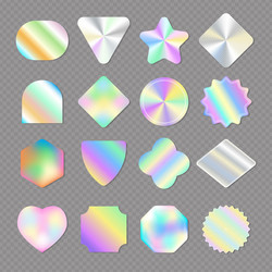 Holographic stickers retro shiny gradients vector