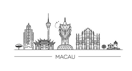 Macau City Skyline Icons Vector Image