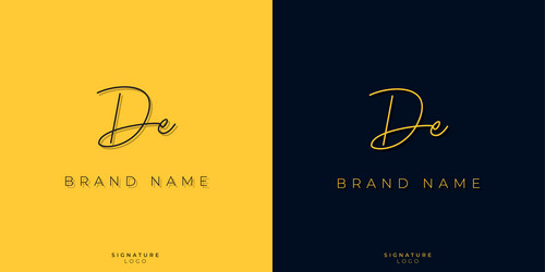 minimal line art letters de signature logo vector image