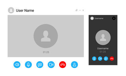 Interface for video call application Royalty Free Vector