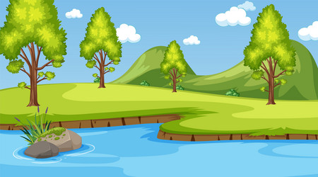 Background scene with many trees in park vector