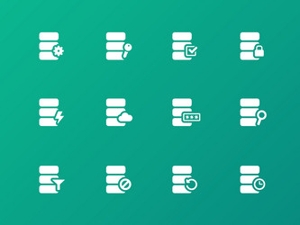 database icons on green background vector image