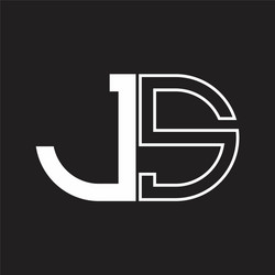js letter logo monogram with oval shape negative vector image