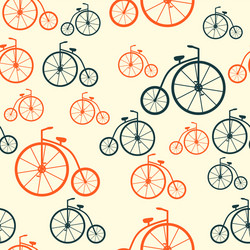 seamless pattern with retro bicycle background vector image