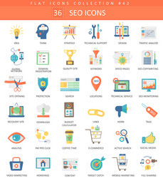 seo and development color flat icon set vector image
