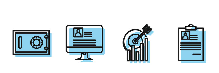 set line target with graph chart safe computer vector image