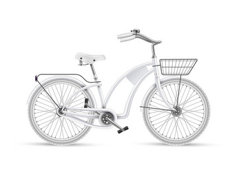 white bicycle realistic 3d isolated mockup Vector Image