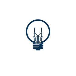 light bulb idea icon with circuit board inside vector image