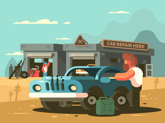 roadside repair car service vector