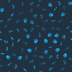 set binoculars paw print bottle of vodka vector image