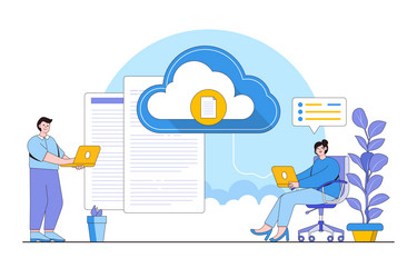 cloud computing concept with person accessing vector image