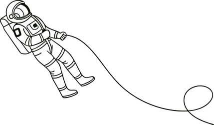 astronaut spacewalk tethered line outer space expl vector image