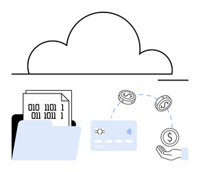 cloud storage with data files digital payment vector image