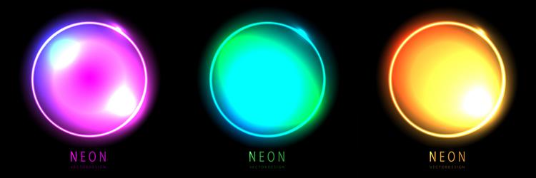 gradient neon circle frame collection of round vector image