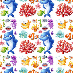 Underwater Sea Life Pattern Vector Image