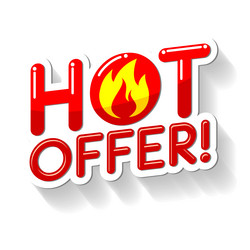 Fiery Hot Offer Sticker Vector Image