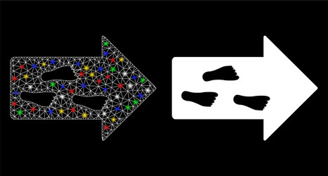 glossy mesh network exit direction icon with flash vector image