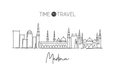 One continuous line drawing medina city vector